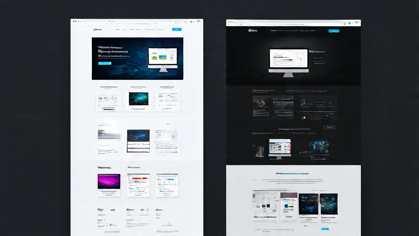 Website design offering both light and dark mode options